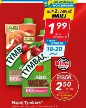Lewiatan Tymbark Napój owocowy jabłko wiśnia 1 l oferta