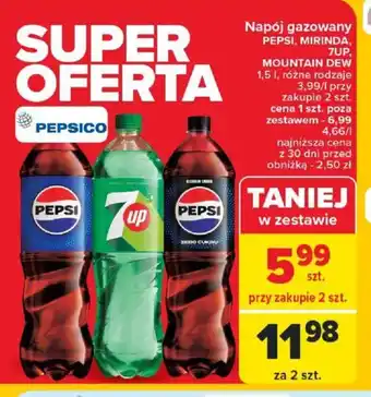 Carrefour Napój gazowany Pepsi, Mirinda, 7UP, Mountain Dew oferta