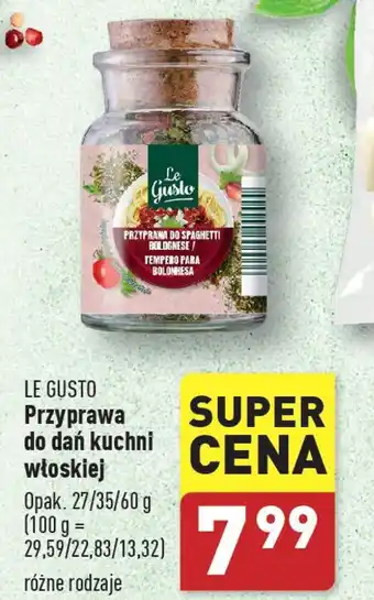 ALDI Le Gusto Przyprawa do dań kuchni włoskiej 27/35/60 g oferta