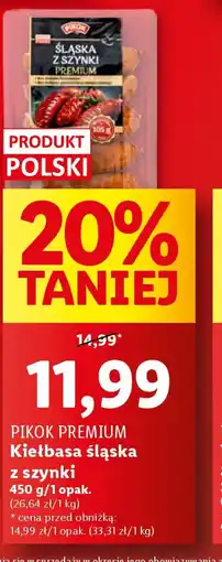 Lidl Pikok Premium Kiełbasa śląska z szynki 450 g oferta