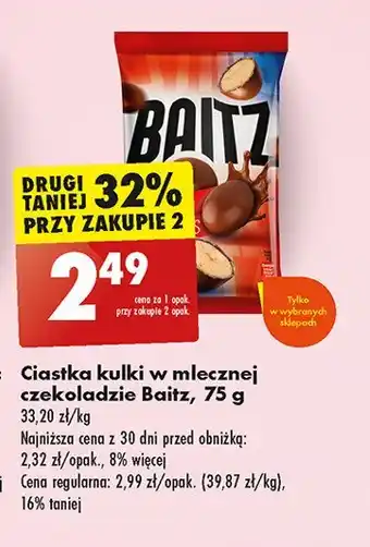 Biedronka Ciastka kulki w mlecznej czekoladzie Baitz oferta