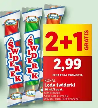 Lidl Lody waniliowe w polewie sorbetowej truskawkowej Koral świderek oferta