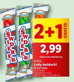 Lidl Lody waniliowe w polewie sorbetowej tropikalnej Koral świderek oferta