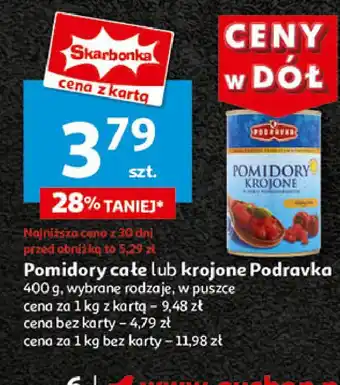 Auchan Pomidory całe bez skórki Podravka oferta