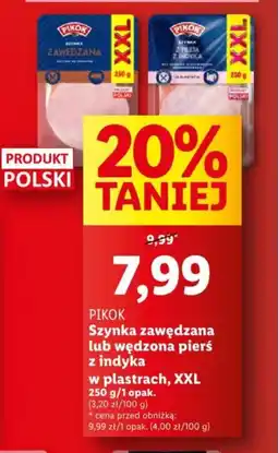 Lidl Szynka zawezdana lub wędzona pierś z indyka w plastrach XXL 250 g oferta