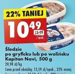 Biedronka Śledzie po gryficku lub po wolińsku Kapitan Navi 500 g oferta