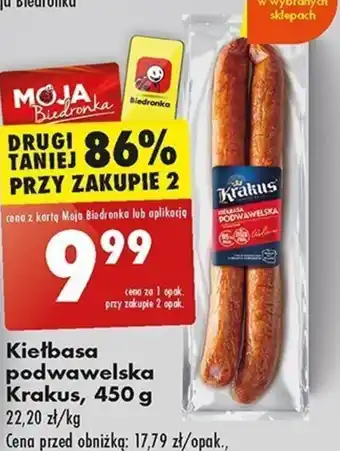 Biedronka Kiełbasa podwawelska Krakus 450 g oferta