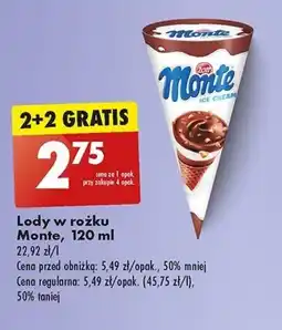 Biedronka Lody w rożku Monte 120 ml oferta