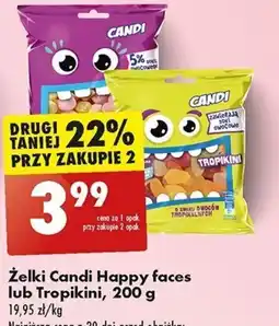 Biedronka Żelki Candi Happy faces lub Tropikini 200 g oferta