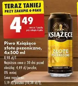 Biedronka Piwo Książęce złote pszeniczne 4x500 ml oferta