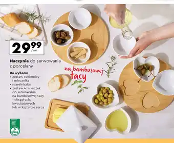 Biedronka Miseczki do serwowania na bambusowej tacy w kształcie serca Smukee oferta