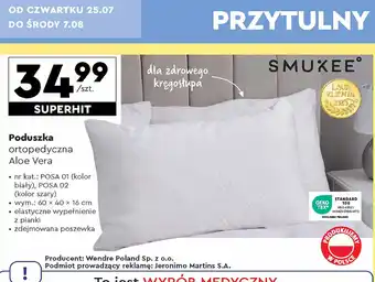 Biedronka Poduszka ortopedyczna aloe vera 60 x 40 16 cm Smukee oferta