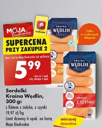 Biedronka Serdelki z filetem indyka Kraina Wędlin oferta