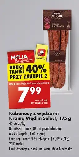 Biedronka Kabanosy z wędzarni Kraina Wędlin Select oferta