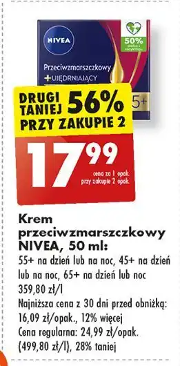 Biedronka Krem modelujący na dzień 65+ Nivea Anti-Wrinkle oferta