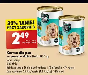 Biedronka Karma dla psa z kurczakiem w galarecie Activ Pet oferta