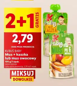 Lidl Mus po 6 msc jabłko-brzoskwinia-marchew-banan Kubuś Baby oferta