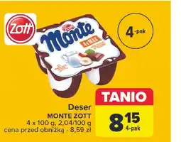 Carrefour Deser mleczno-czekoladowy z orzechami Zott Monte Max oferta