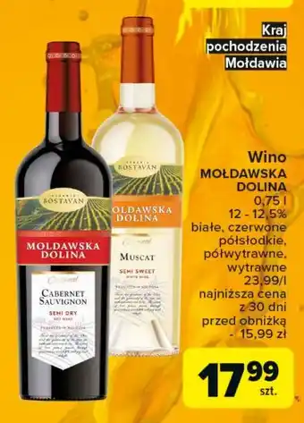 Carrefour Wino czerwone połwytrawne Mołdawska Dolina Cabernet Sauvignon oferta