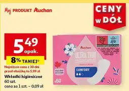 Auchan Wkładki higieniczne ultra cienkie normal Auchan oferta