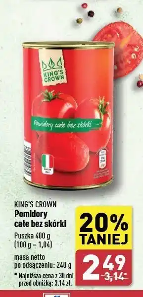 ALDI Pomidory w puszce całe King's crown (aldi) oferta