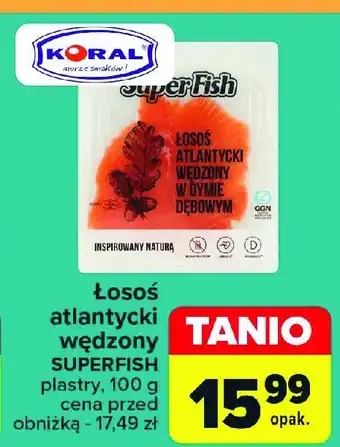 Carrefour Łosoś atlantycki wędzony w dymie dębowym Superfish oferta