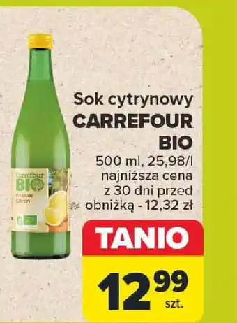 Carrefour Sok cytrynowy CARREFOUR BIO 500 ml oferta