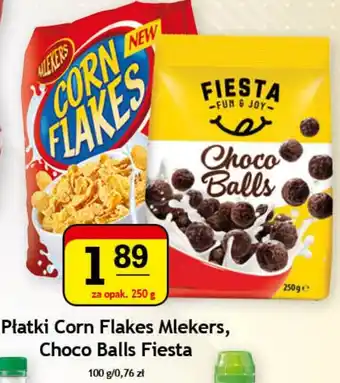 Gram Market Płatki Corn Flakes Mlekers Choco Balls Fiesta 250g oferta