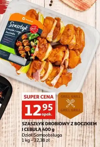 Auchan Szaszłyki z mięsa nogi kurczaka cebulą i boczkiem Superdrob oferta