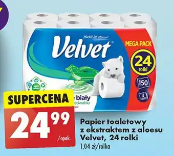 Biedronka Papier toaletowy delikatnie biały z wyciągiem aloesu Velvet oferta