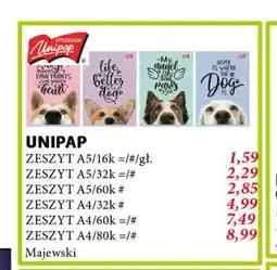 E.Leclerc Zeszyt a5 60 kartek kratka Unipap oferta