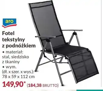 Makro Fotel tekstylny z podnóżkiem oferta