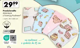 Biedronka Prześcieradło 90 x 200 cm Pusheen oferta