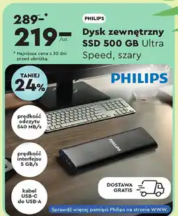 Biedronka Dysk zewnętrzny ssd 500 gb Philips oferta
