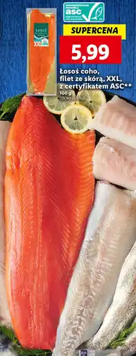 Lidl Łosoś coho, filet ze skórą, XXL, z certyfikatem ASC 100 g oferta