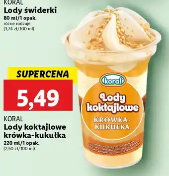 Lidl KORAL Lody koktajlowe krówka-kukułka, 220 ml oferta