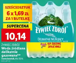 Lidl ŻYWIEC ZDRÓJ Woda źródlana delikatnie gazowana, 6 x 1,5 L oferta