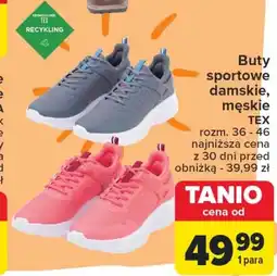 Carrefour Buty sportowe damskie, męskie TEX oferta