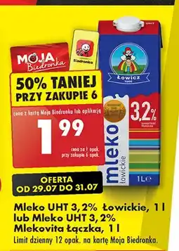 Biedronka Mleko 3.2 % Łowicz 1906 Łowickie oferta