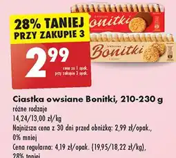 Biedronka Ciastka owsiane z czekoladą mleczną Bonitki oferta