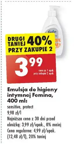 Biedronka Emulsja do higieny intymnej protect pompka Femina Intimea oferta