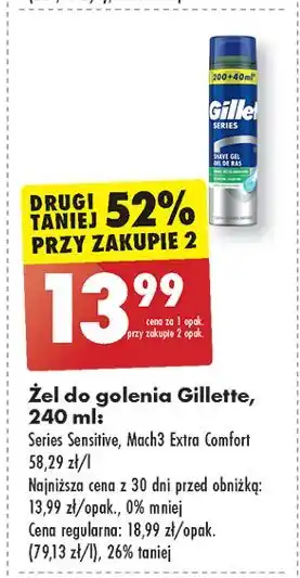 Biedronka Żel do golenia extra comfort Gillette Mach3 oferta