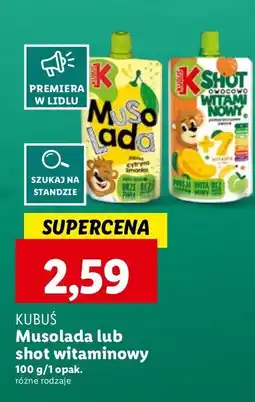 Lidl Musolada jabłko-cytryna-limonka Kubuś Mus 100% oferta