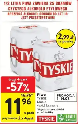 Intermarche Piwo TYSKIE, 4 x 0,5 l oferta