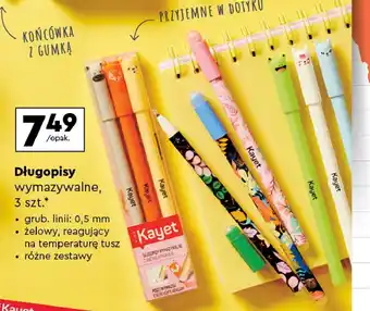Biedronka Długopisy wymazywalne Kayet oferta