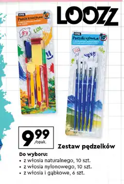 Biedronka Pędzelki kreatywne z włosia i gąbkowe Loozz oferta