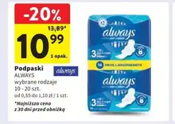 Intermarche Podpaski ALWAYS 10 - 20 szt. oferta