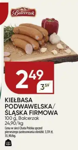 Chata Polska KIEŁBASA PODWAWELSKA / ŚLĄSKA FIRMOWA, Balcerzak 100 g oferta