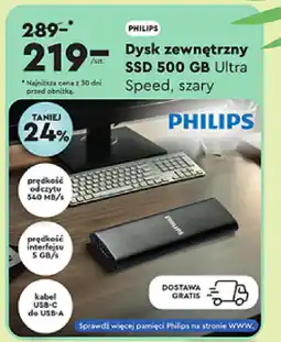 Biedronka Dysk zewnętrzny SSD 500 GB Ultra Speed, szary oferta