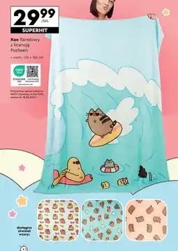 Biedronka Koc flanelowy z licencją Pusheen 130 x 160 cm oferta